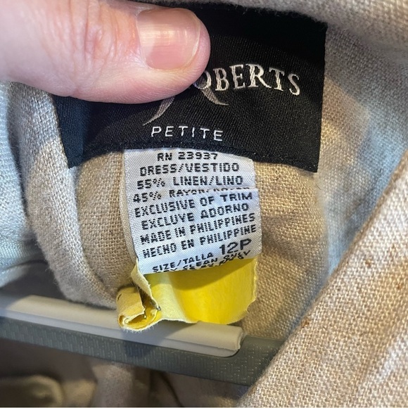 John Roberts Oatmeal Minimalist Lagenlook Linen Blend Maxi Sleeveless Sheath 12P - Picture 3 of 5